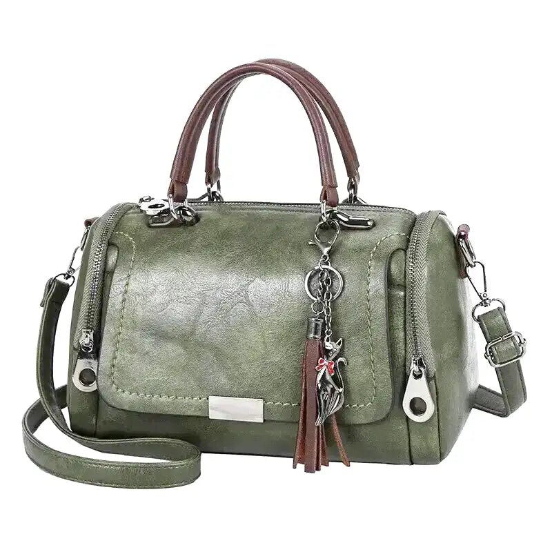 Geräumige Damenhandtasche aus weichem Stoff mit Reißverschluss