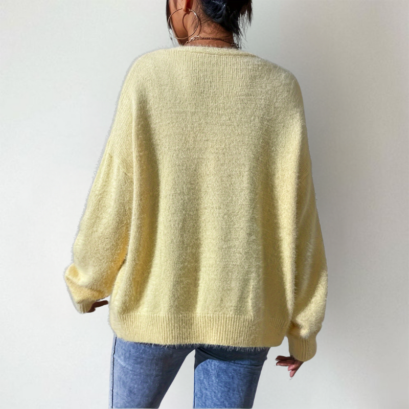Strickjacke Damen | Flauschige Optik & V-Ausschnitt