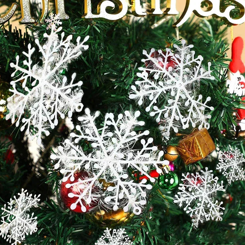 Glitzernde Girlanden | Glitzernde Schneeflocken-Ornamente für die Weihnachtsdekoration