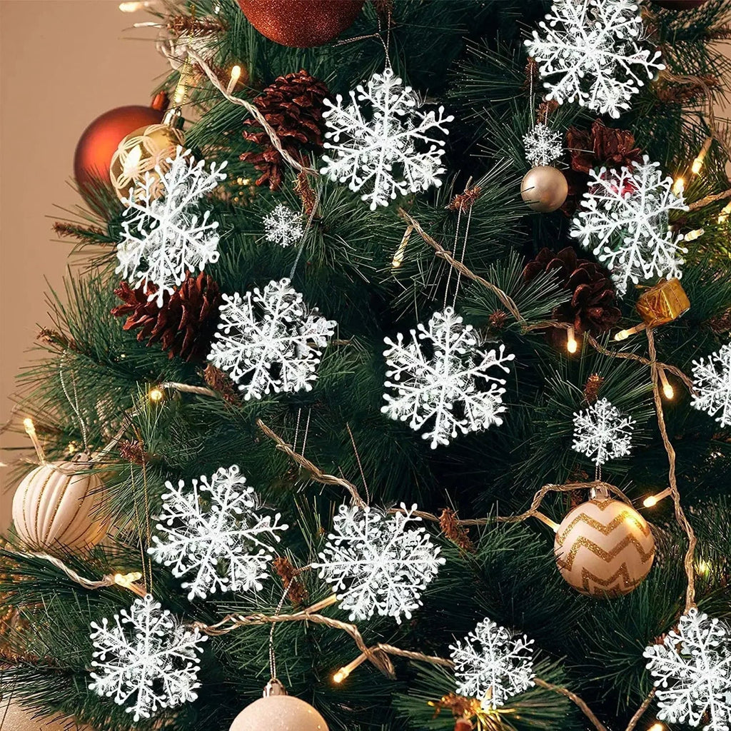 Glitzernde Girlanden | Glitzernde Schneeflocken-Ornamente für die Weihnachtsdekoration