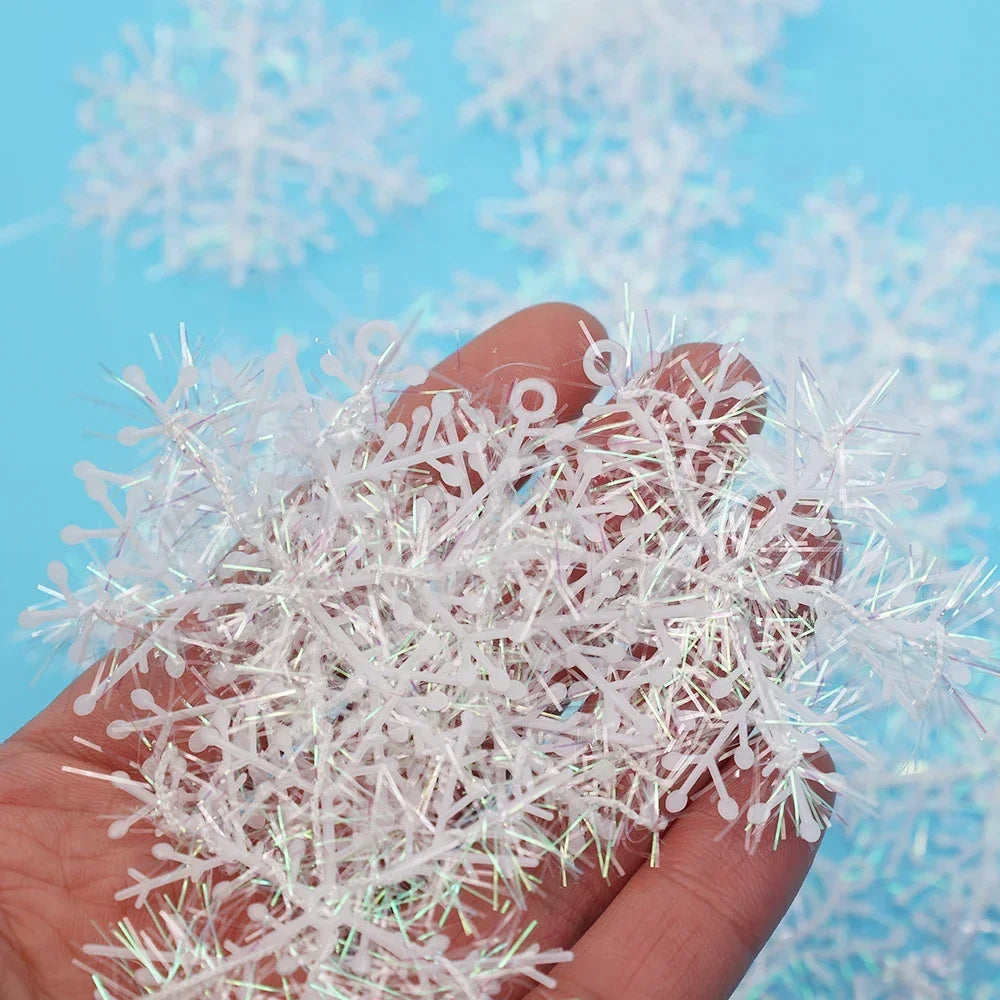 Glitzernde Girlanden | Glitzernde Schneeflocken-Ornamente für die Weihnachtsdekoration