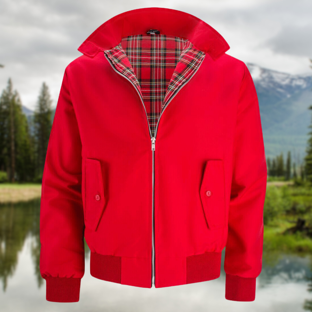 Rex | Herren Harrington Jacke Klassisch Zipper Tartan-Futter