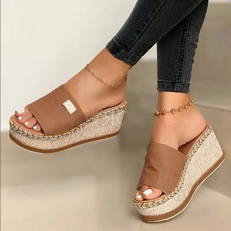 Damen Slip On Keilsohle Pantolette
