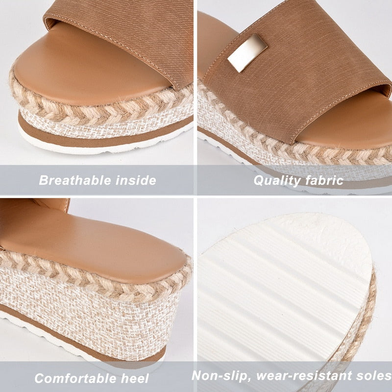Damen Slip On Keilsohle Pantolette