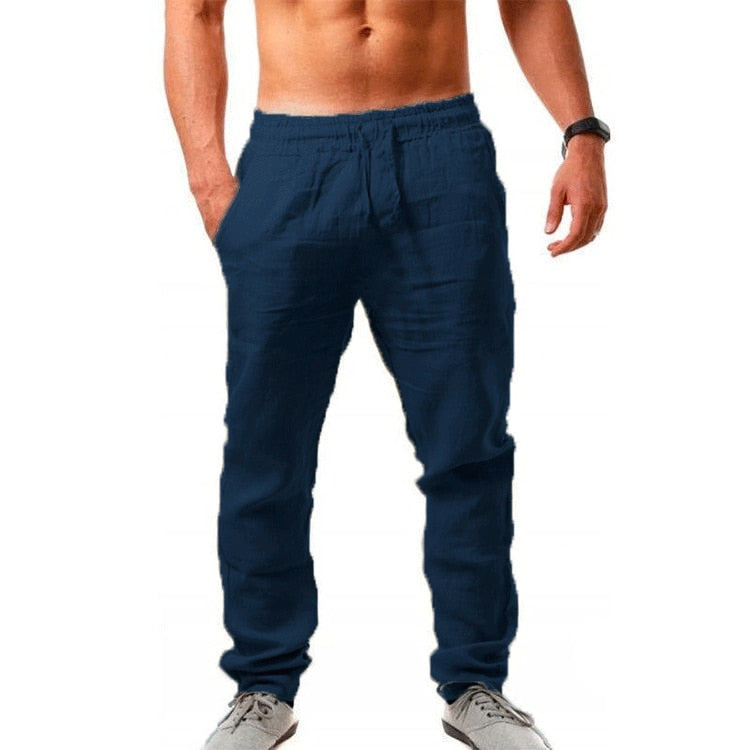Herren Leinen Freizeit Sommerhose mit Kordelzug