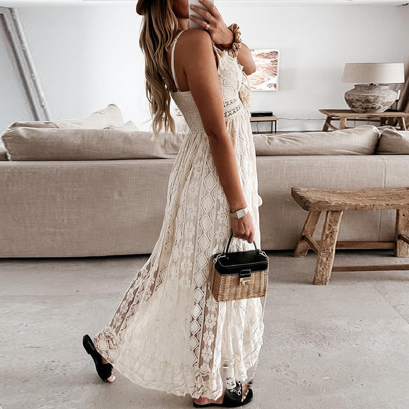 Damen Elegantes Boho Sommer Maxikleid
