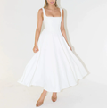 Hanna | Damen Midikleid Eckiger Ausschnitt Schmale Träger – Elegantes Sommerkleid 2026