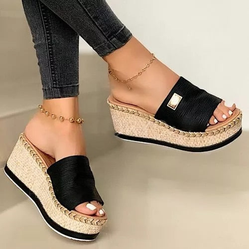 Damen Slip On Keilsohle Pantolette