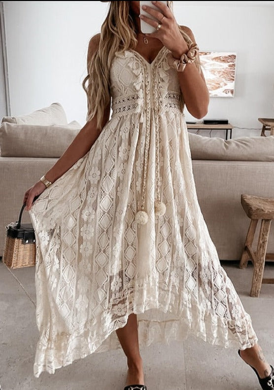 Damen Elegantes Boho Sommer Maxikleid