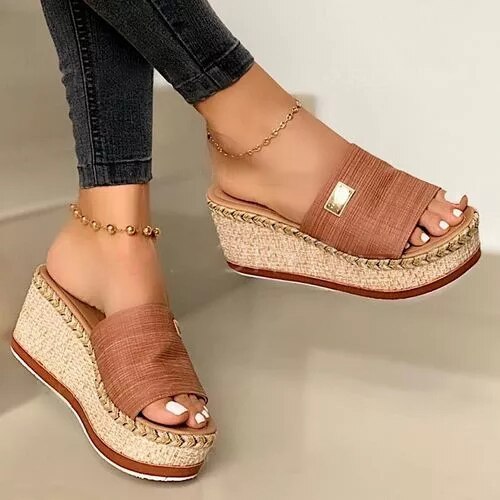 Damen Slip On Keilsohle Pantolette