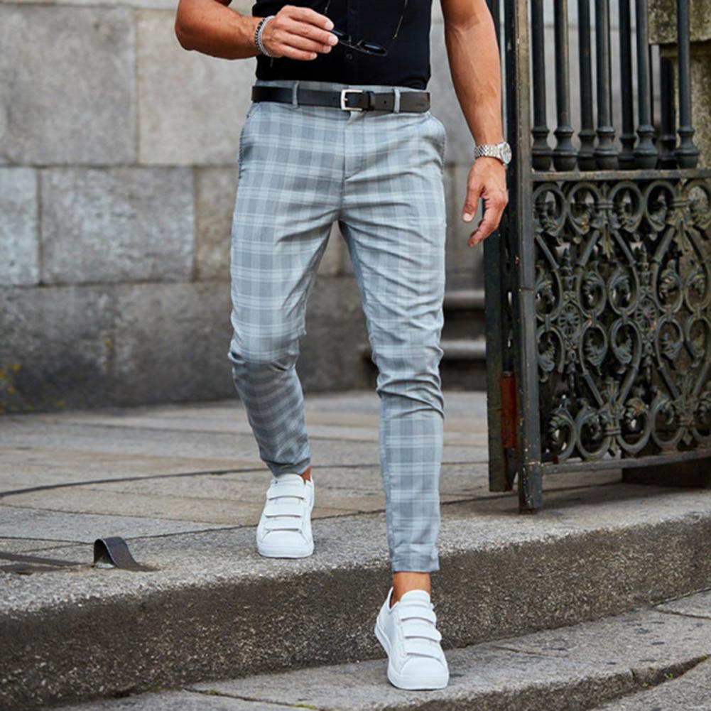Herren Slim Fit Karierte Casual Chino Hose
