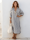 Hemdblusenkleid Damen | Elegantes Streifendesign mit Stil