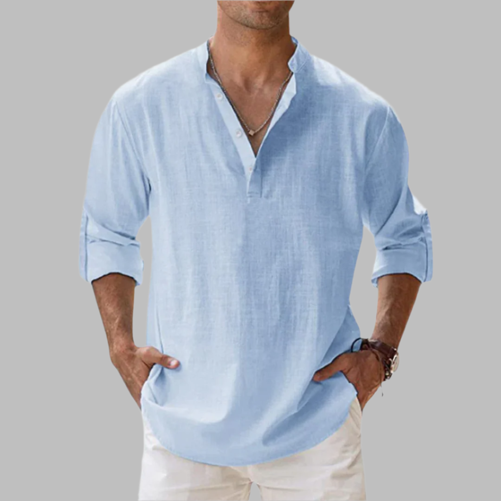 Herren Relaxed Fit Sommer Henley Hemd