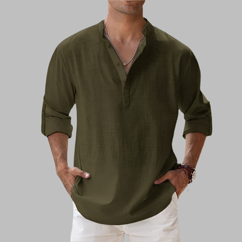 Herren Relaxed Fit Sommer Henley Hemd