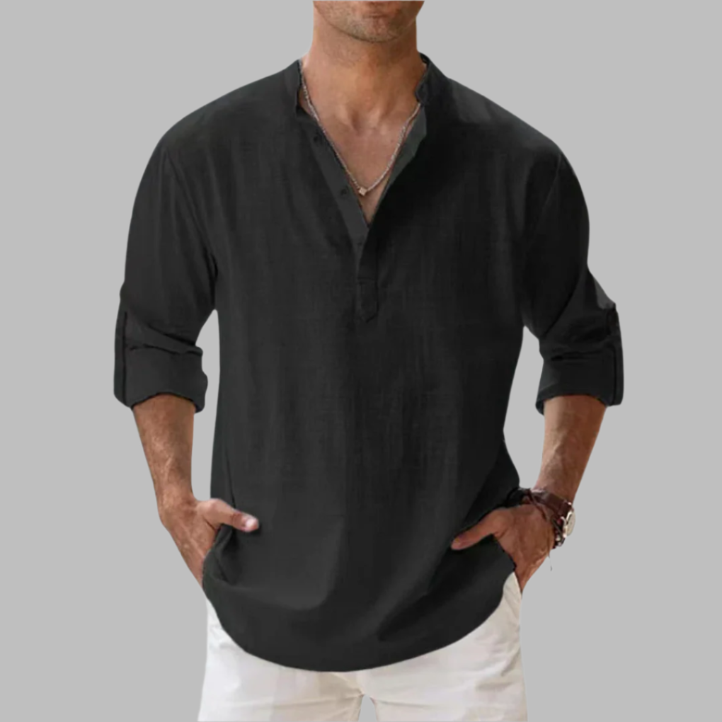 Herren Relaxed Fit Sommer Henley Hemd