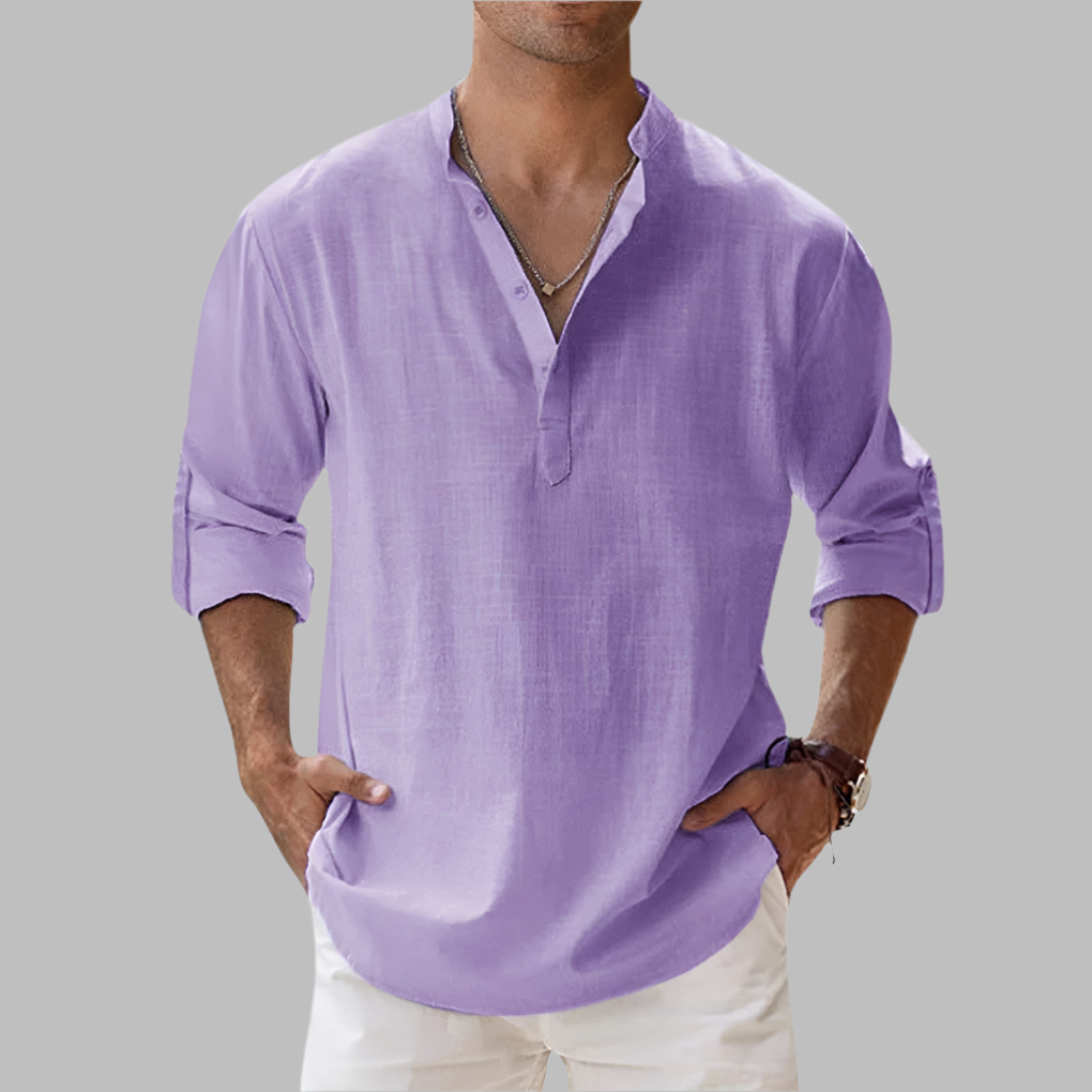 Herren Relaxed Fit Sommer Henley Hemd