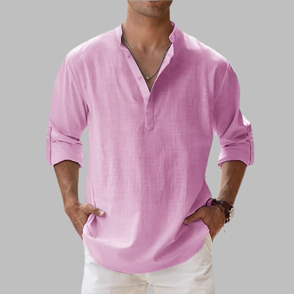 Herren Relaxed Fit Sommer Henley Hemd