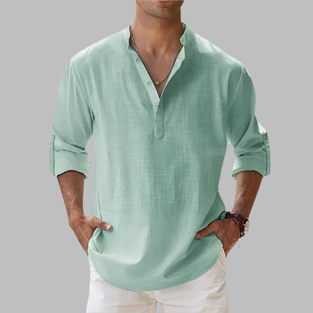 Herren Relaxed Fit Sommer Henley Hemd