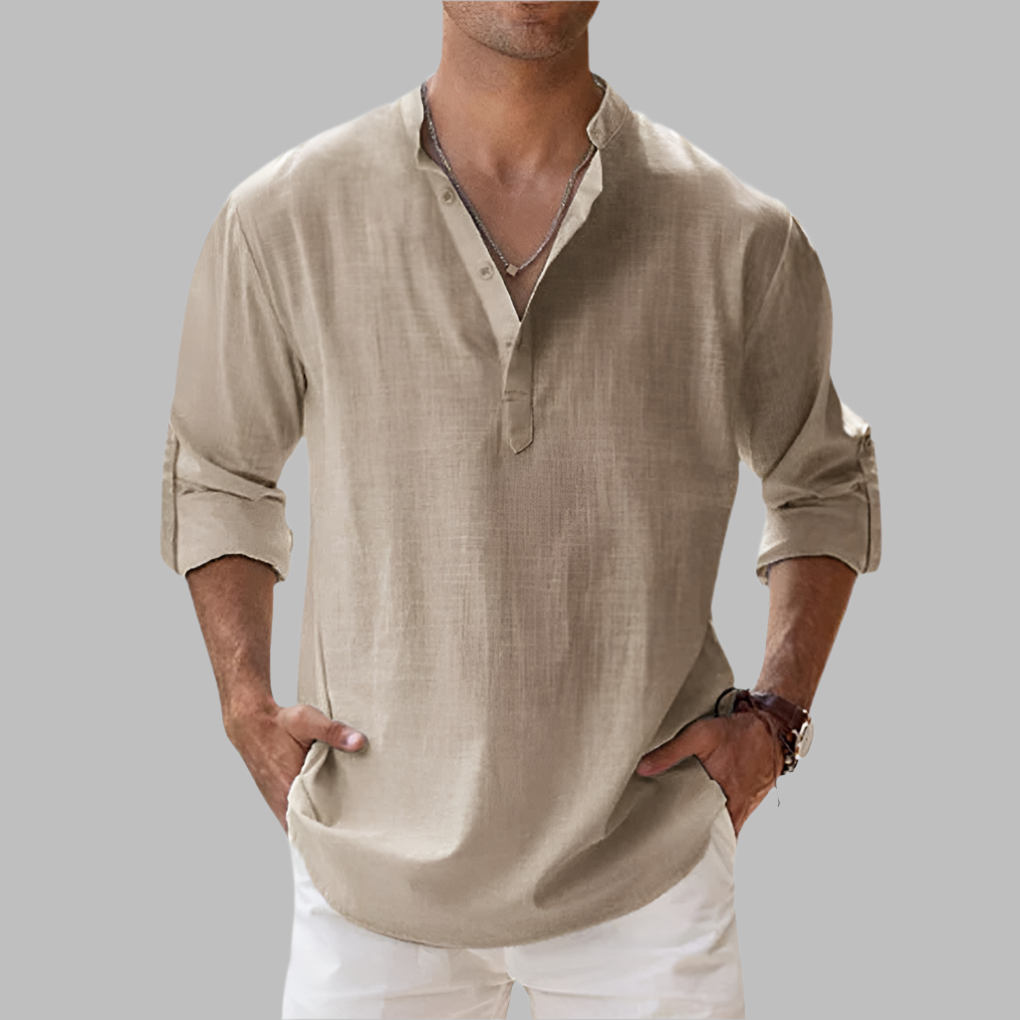 Herren Relaxed Fit Sommer Henley Hemd
