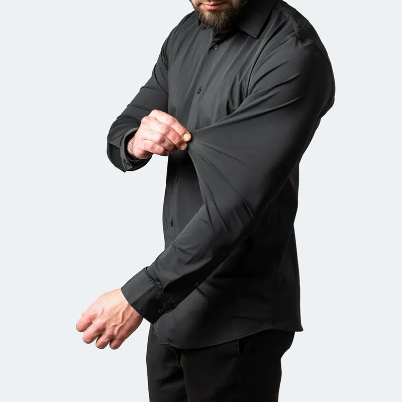 Herren Langarm Button Down Business Hemd mit Knopfverschluss
