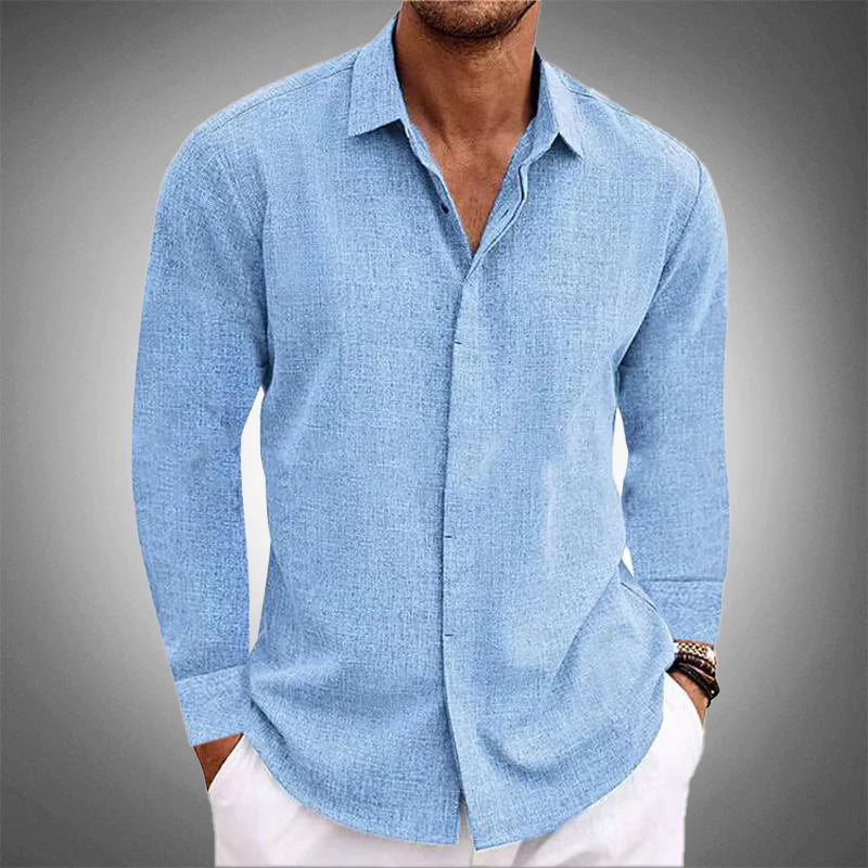 Herren Langarm Casual Sommer Hemd mit Knopfleiste
