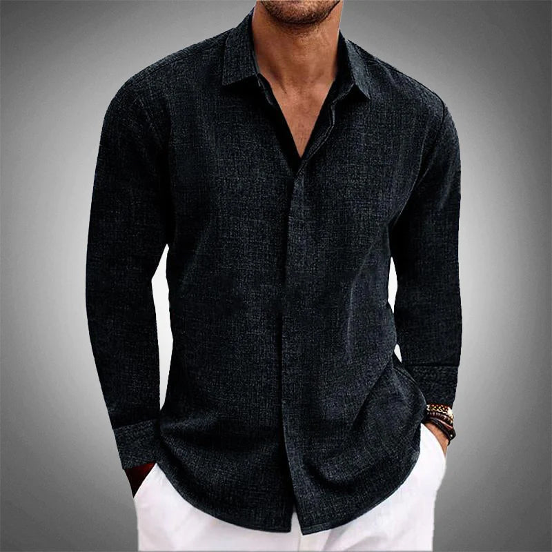 Herren Langarm Casual Sommer Hemd mit Knopfleiste