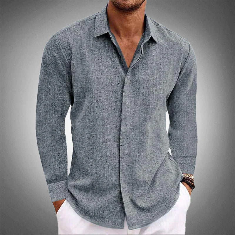 Herren Langarm Casual Sommer Hemd mit Knopfleiste