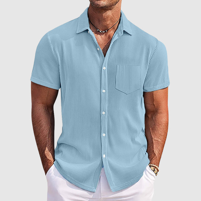 Herren Kurzarm Gestreift Sommer Hemd
