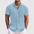 Herren Kurzarm Gestreift Sommer Hemd