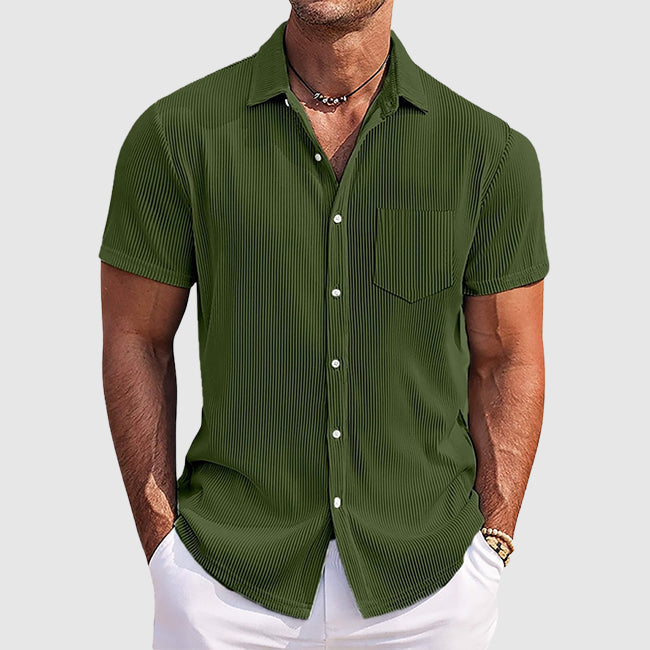Herren Kurzarm Gestreift Sommer Hemd