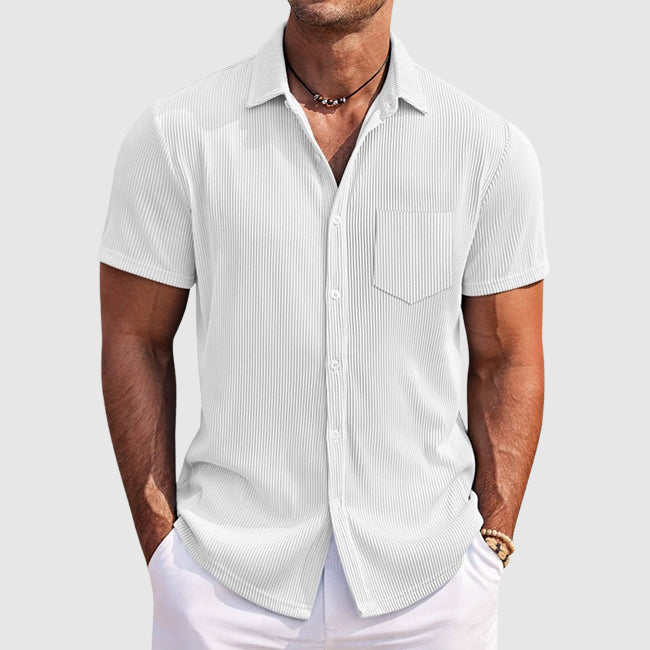 Herren Kurzarm Gestreift Sommer Hemd