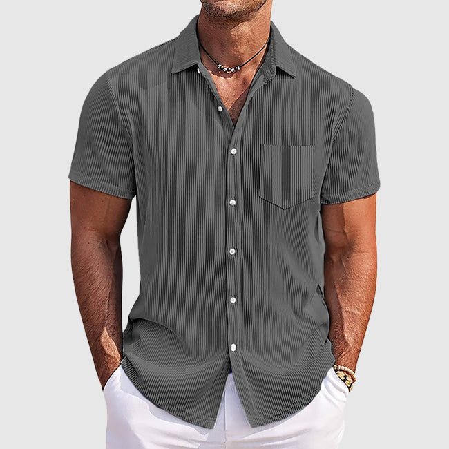 Herren Kurzarm Gestreift Sommer Hemd