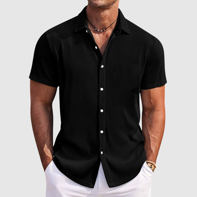 Herren Kurzarm Gestreift Sommer Hemd