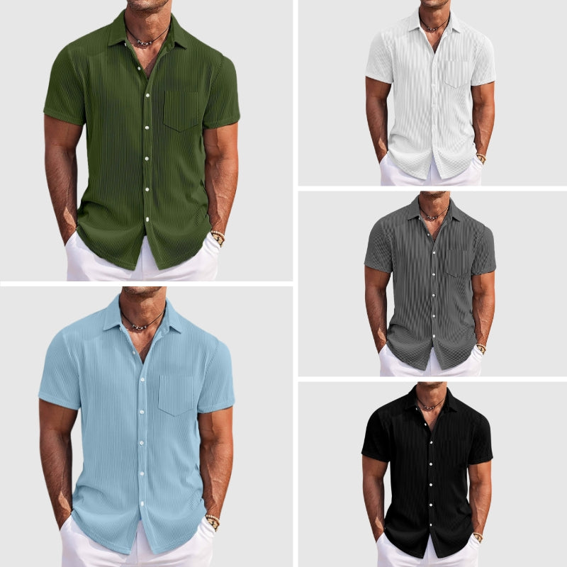 Herren Kurzarm Gestreift Sommer Hemd