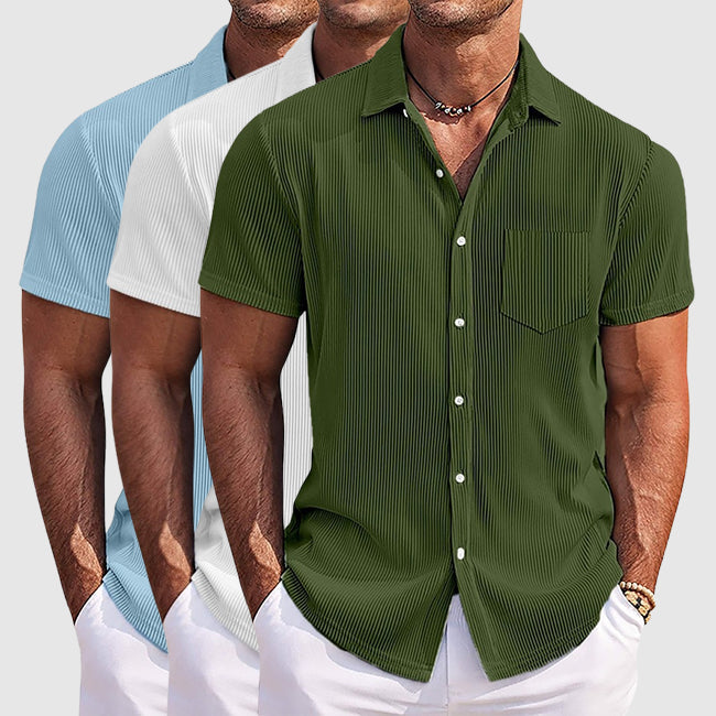 Herren Kurzarm Gestreift Sommer Hemd