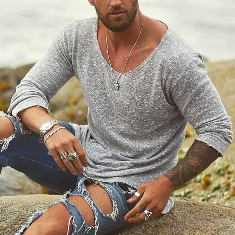 Herren Langarm Sommer T-Shirt
