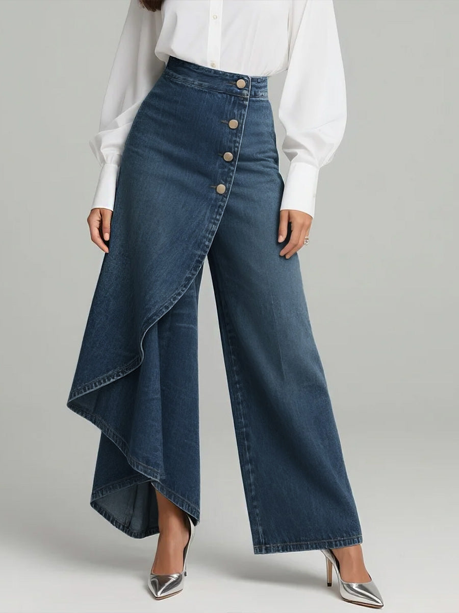 High Waist Hose Damen | Asymmetrisch & Weites Bein