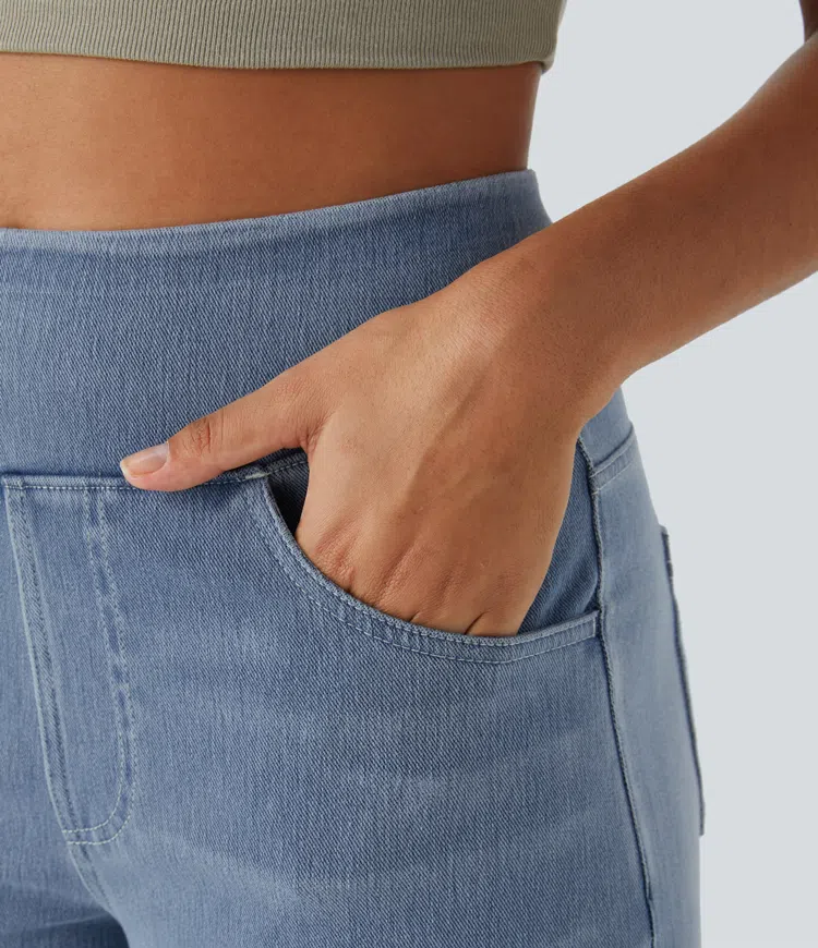 High-Waist Komfort Jeans mit weitem geradem Bein für Damen