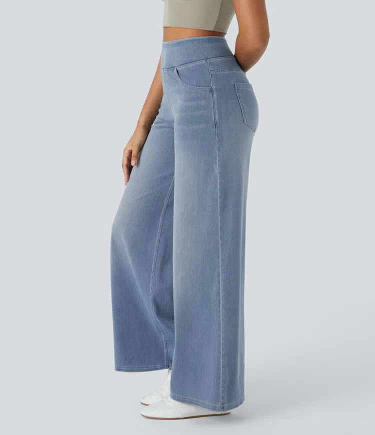 High-Waist Komfort Jeans mit weitem geradem Bein für Damen