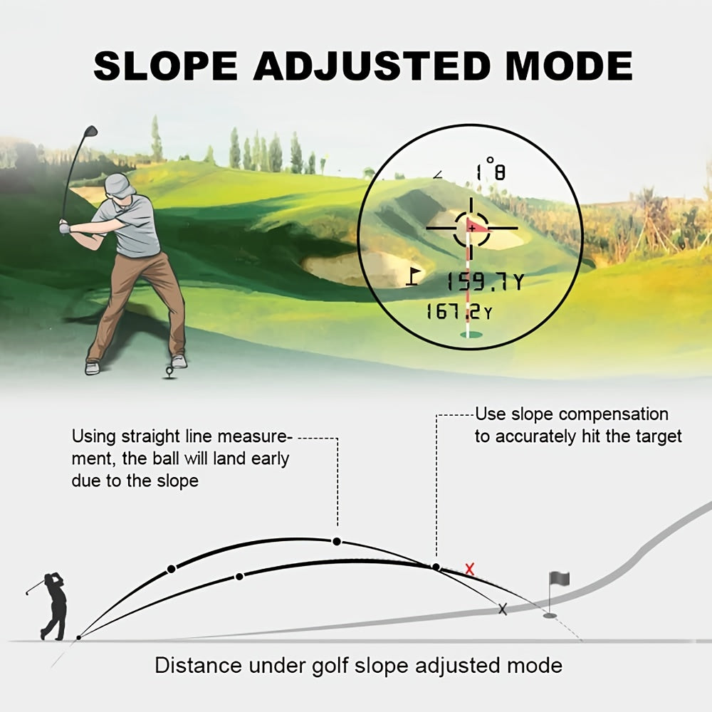 Hochentwickelter Golf-Entfernungsmesser – Präzise Messungen mit Neigungskompensation und Vibrationsrückmeldung