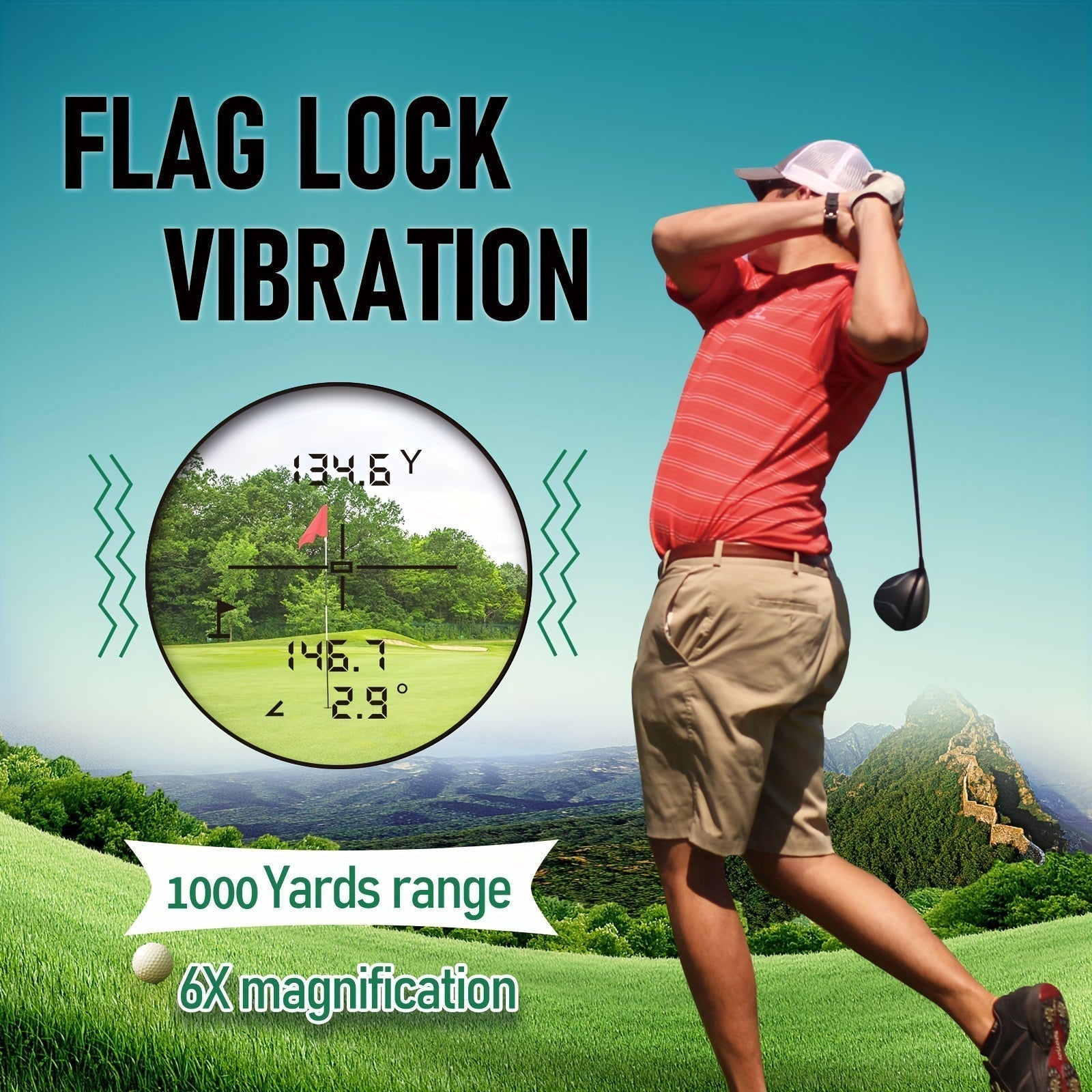 Hochentwickelter Golf-Entfernungsmesser – Präzise Messungen mit Neigungskompensation und Vibrationsrückmeldung