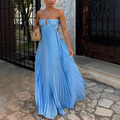 Hochzeitsgast Kleid Damen | Elegantes Neckholder Maxi-Kleid Plissiert