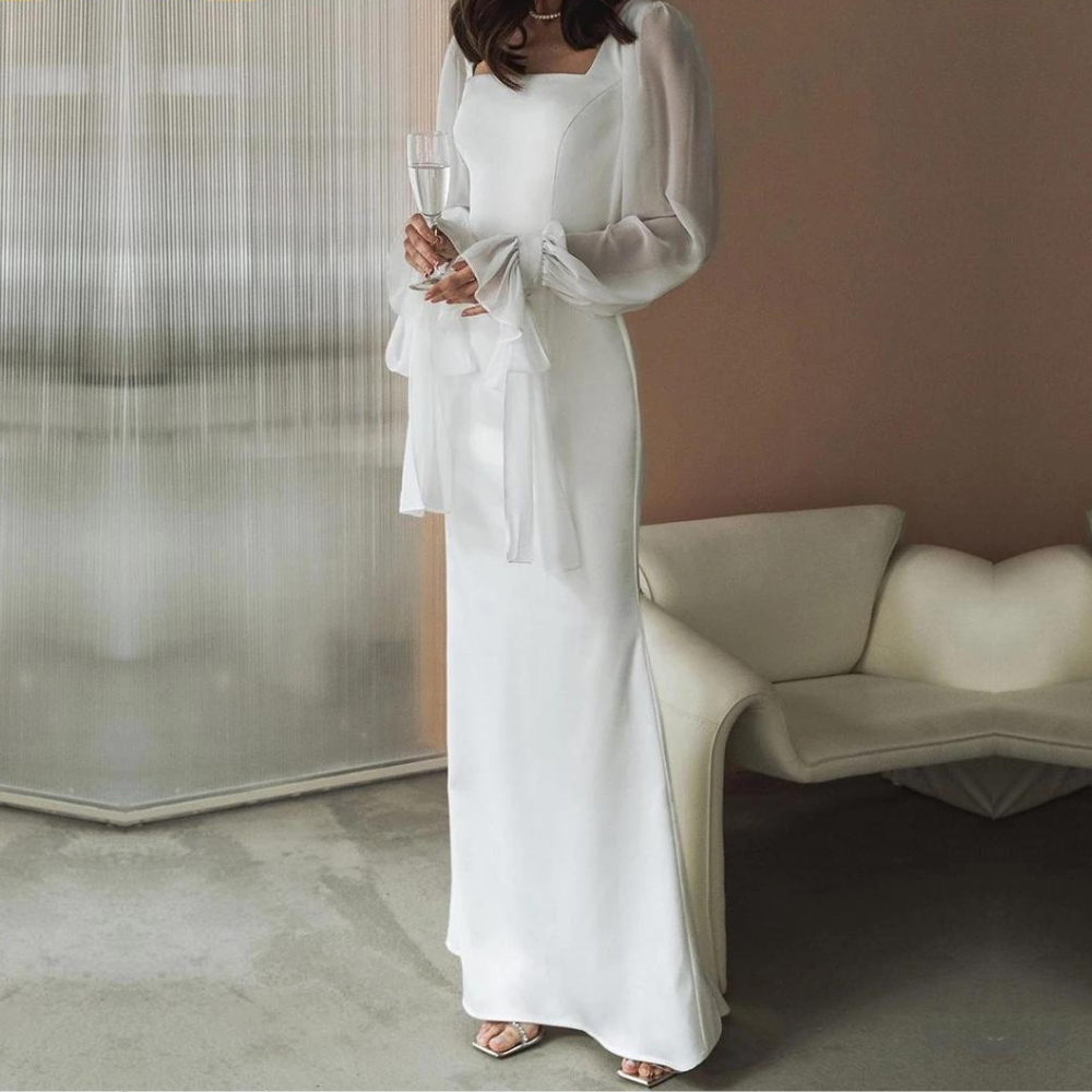 Hochzeitsgast Kleid Damen | Puffärmel & Eckausschnitt