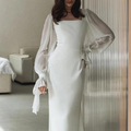 Hochzeitsgast Kleid Damen | Puffärmel & Eckausschnitt