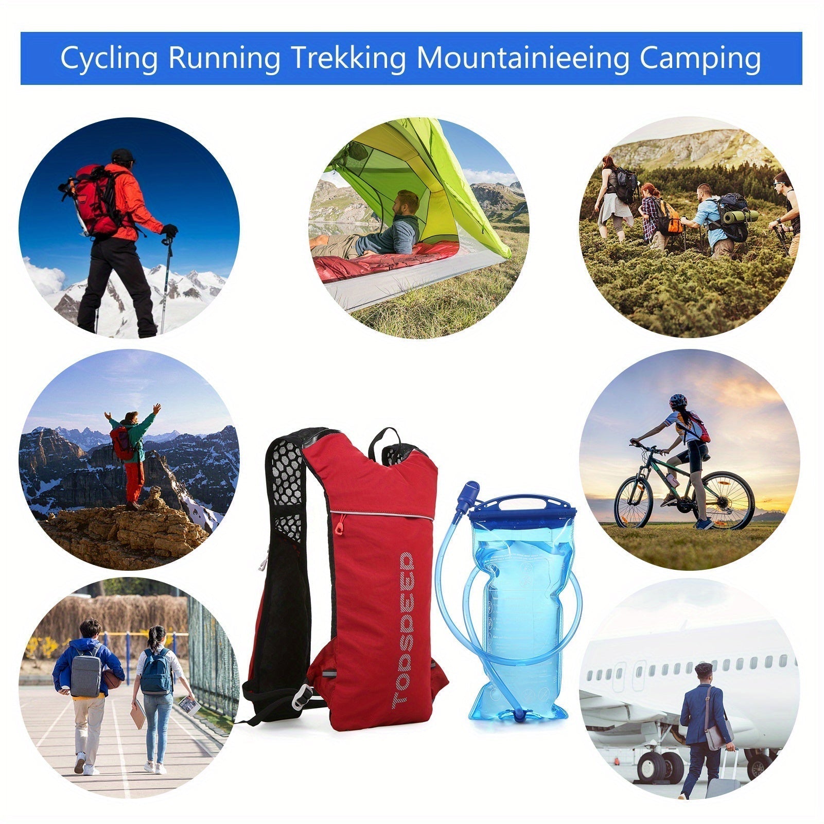 HydroPack Leichter Trinkrucksack – 2-Liter-Wasserreservoir für Laufen, Radfahren und Wandern