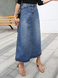 Damen Hochgeschnittener Gerader Jeansrock