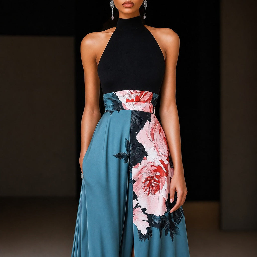 Annie - Maxikleid ohne Ärmel mit Blumenmuster