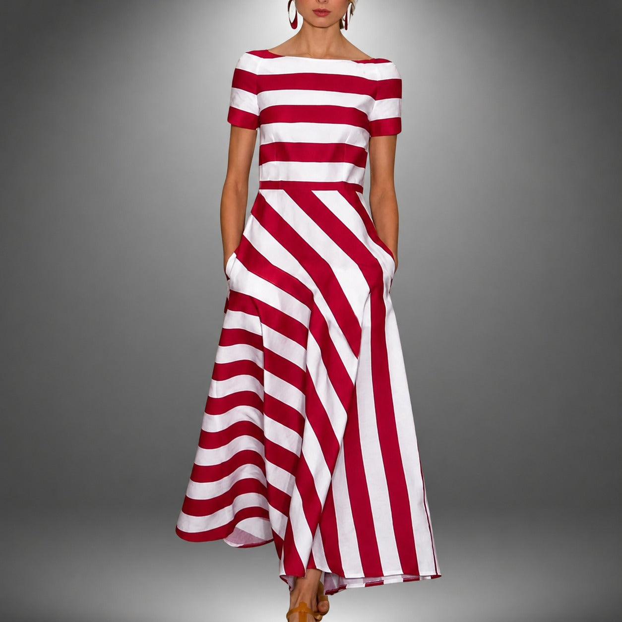 Darcie - Gestreiftes Maxikleid in A-Linie