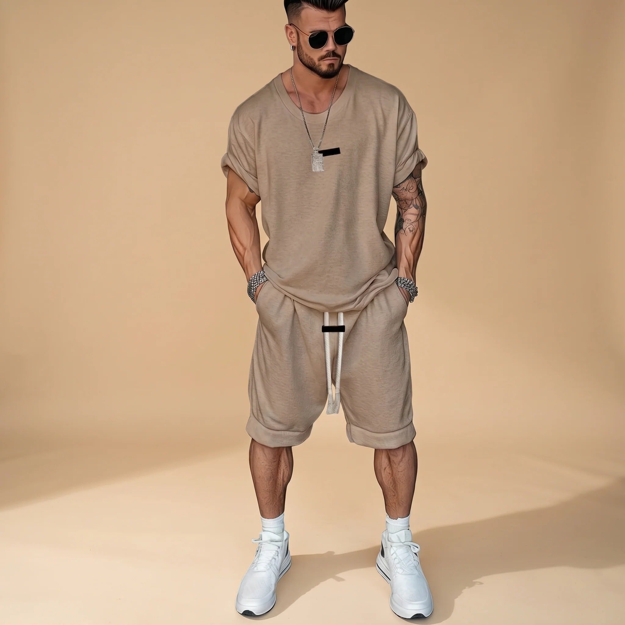Alan - Bequemes Set mit Hemd und Shorts