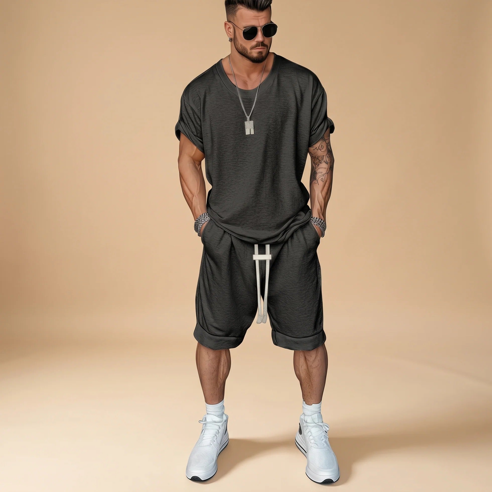 Alan - Bequemes Set mit Hemd und Shorts